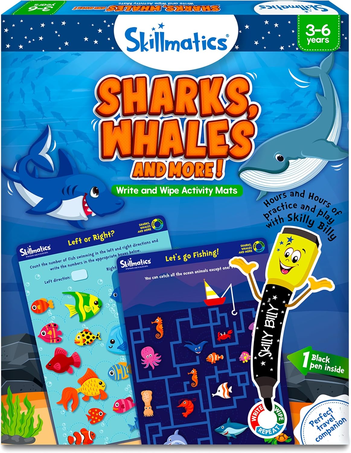 Skillmatics Educational Game - Dots & Mazes, Reusable Activity Mats with Dry Erase Marker, Gifts, Travel Toy, Ages 3 to 6