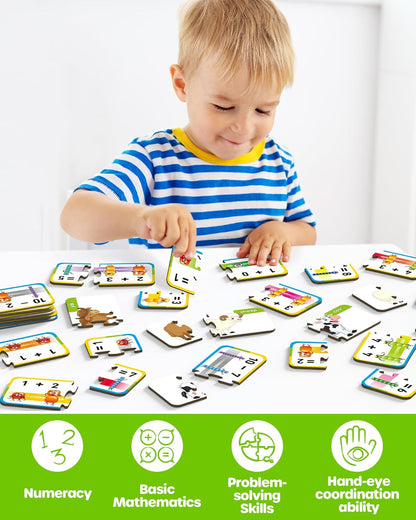 D-FantiX 30 Self-Correcting Number Puzzles, Double-Sided Addition and Subtraction Games, Kindergarten Math Games for Kids, Montessori Math Puzzles Educational Toys Preschool Learning Activities