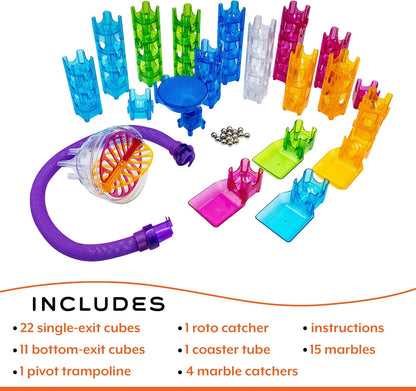 MindWare Q-BA-Maze Action Stunt Set The Next Generation Marble Maze Kids Toys - STEM Marble Run - Recommended for Ages 6+ - Educational Gift for Boys and Girls