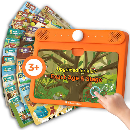 Think Academy Learning Pad for 3+, Age-Optimized Screen-Free Educational Learning Tablet, Learn to Read Phonics Flash Cards with Alphabet, Words, Numbers, Music, Preschool Learning Activities for Kids