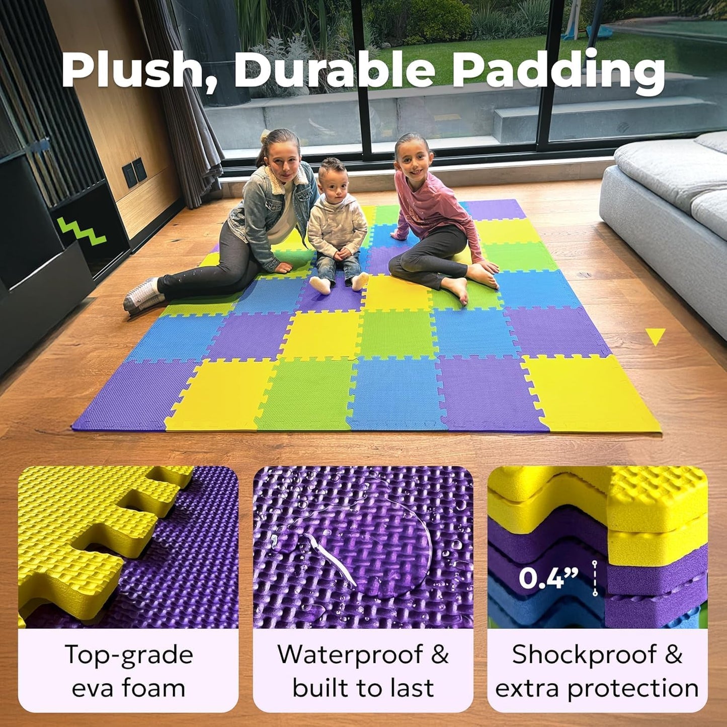 MioTetto Baby Play Mat, Soft Foam Floor Tiles for Kids. Adjustable Interlocking Foam Tiles, Fits with 50x50 Playpen Baby mat for Crawling & Development, Safe & Non-Toxic Playmat for Babies 6-12 Months