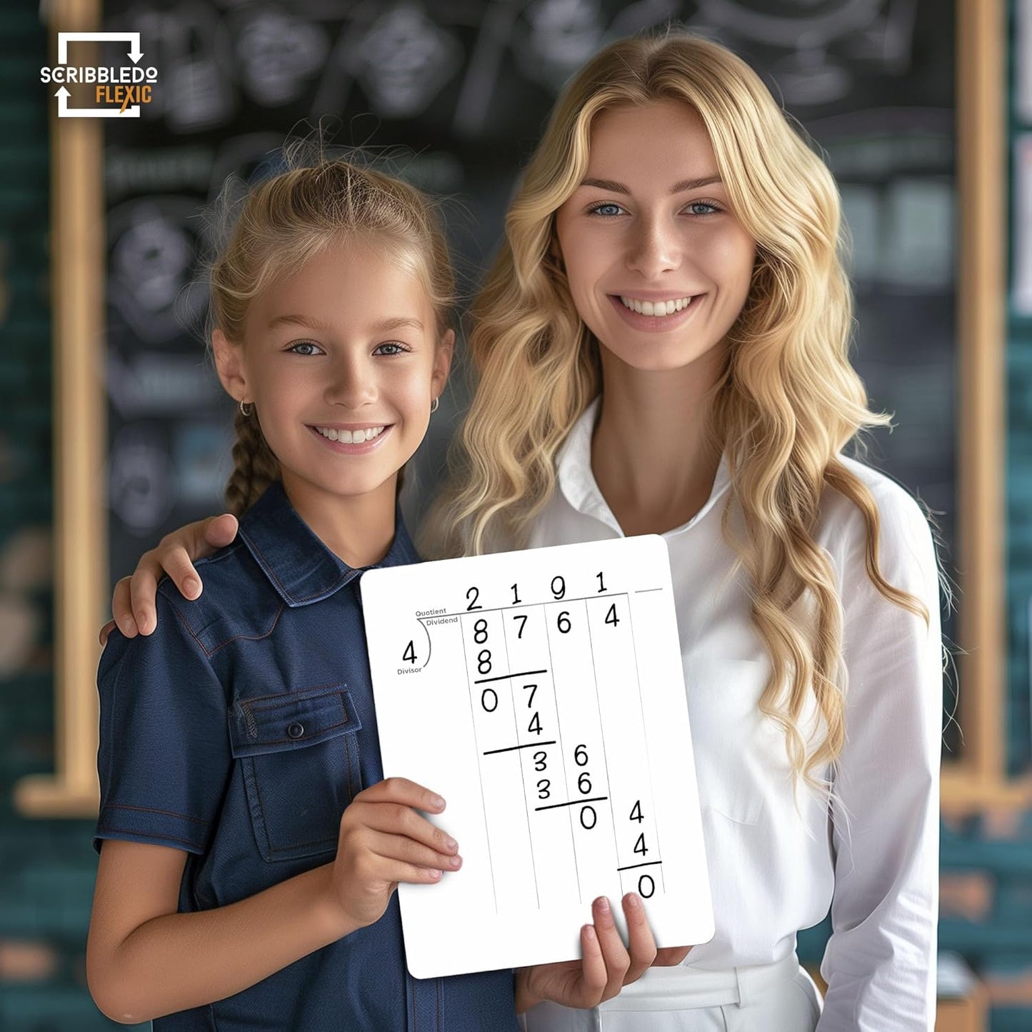 SCRIBBLEDO Division & Place Value Math Practice 9”x12” Small White Board Dry Erase Sheets Math Manipulatives 3rd Grade Long Division Math Supplies Teacher Students Classroom Pack of 10 Sheets