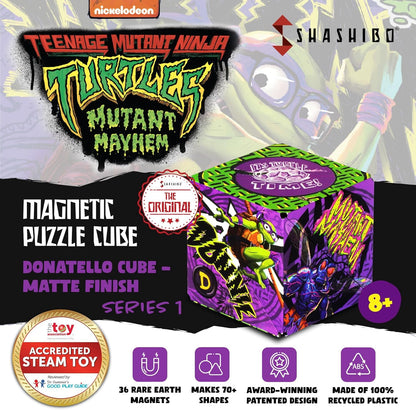 SHASHIBO Teenage Mutant Ninja Turtles Shape Shifting Box - STEM Magnetic Fidget Cube that Transforms Into Over 100 Shapes, Download Fun in Motion Toys Mobile App (Raphael)