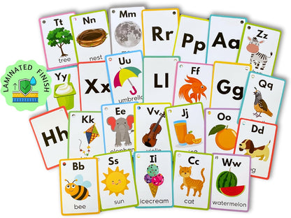 English Alphabets Flash Cards (Realistic Images)