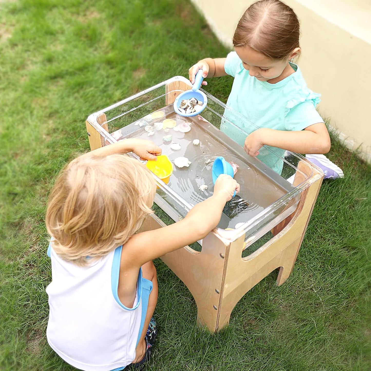 See-Through Small Water & Sand Sensory Table for Kids w/Transparent Tub for Tactile Play & Learning – Perfect for Home, Classroom & Daycare