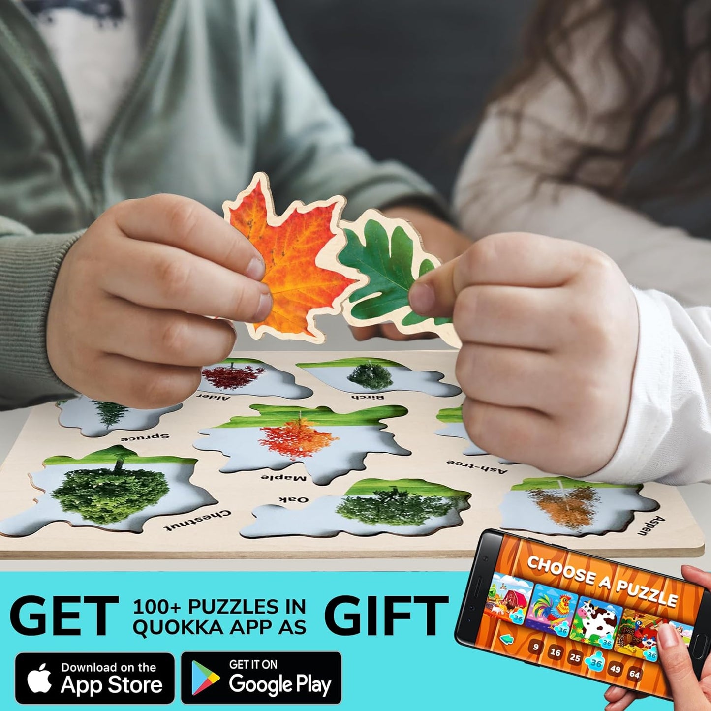 QUOKKA Wooden Puzzles for Toddlers 1-3 – 3xSET Toddler Puzzles Ages 2-4 – Montessori Animal Toy Puzzle for Toddlers 3-5 Year Old – Wood Toy Learning Realistic Animals for Boy and Girl