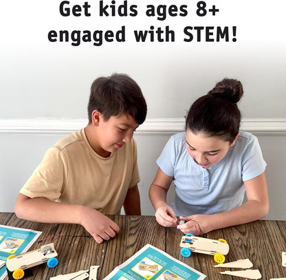 Solar Car Kit, 2-Pack – Build 2 Solar-Powered Wooden Cars, Complete STEM Engineering Project Kit for Classrooms, Ages 8+
