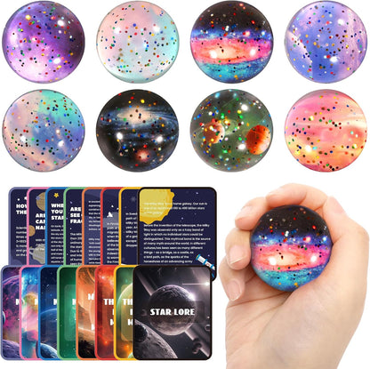 Pllieay 16PCS Solar System for Kids, Solar System Planets Toys - Eight Planets Bouncy Balls+Planetary Flashcards for Kids Party Favors, Educational Space Toys