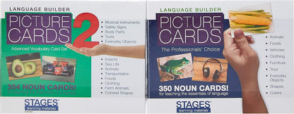 Stages Learning Materials Language Builder Picture Noun Flash Cards Photo Vocabulary Autism Learning Products, ABA Therapy 10 Boxes, 1413 Cards, Blocks, 88 Realistic 3D Items