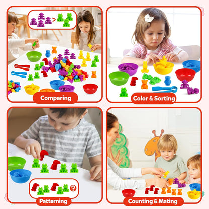 RAEQKS Counting Sorting Toys Matching Stacking Toys with Bowls Preschool Learning Activities Educational Sensory Game Montessori STEM Toy Daycare Sets Animals Gifts for Toddlers Kids Boys Girls