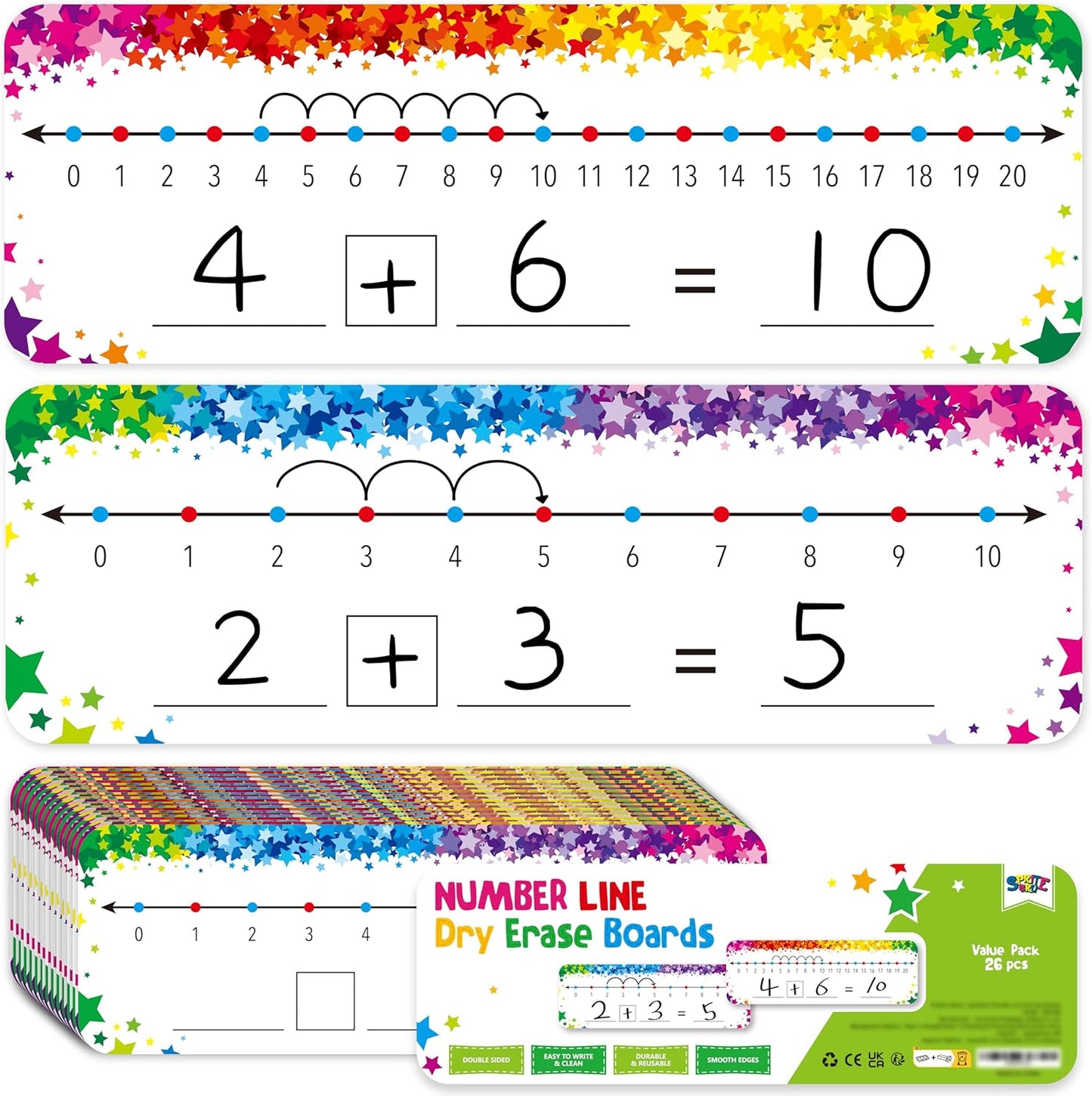 8 Packs Magnetic Number Line Boards, Dry Erase Writable and Erasable Math Board Addition & Subtraction White Board Magnets for Kids, Students, Classroom and Home (Each Measures 12” x 3.5”)