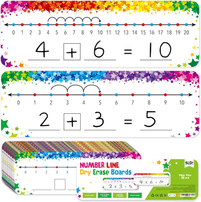 8 Packs Magnetic Number Line Boards, Dry Erase Writable and Erasable Math Board Addition & Subtraction White Board Magnets for Kids, Students, Classroom and Home (Each Measures 12” x 3.5”)