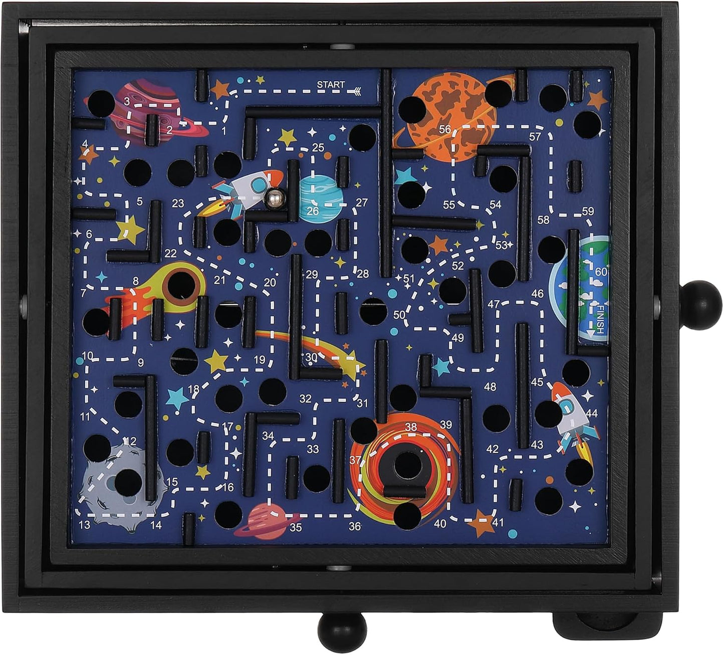 STERLING Wooden Labyrinth Marble Maze Game, Large 12.75" x 11.5" Tilt Maze Game Board with 60 Waypoints and Marble Balls Included, for Kids and Adults 6 Years and Up