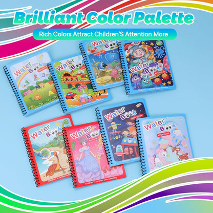 5 Pack Reusable Water Coloring Book for Toddlers, Water Doodle Book Toys, Paint with Water Books,Mess-Free Coloring Book, Portable Educational Doodle Drawing Toy,Educational Learning Kits Gifts