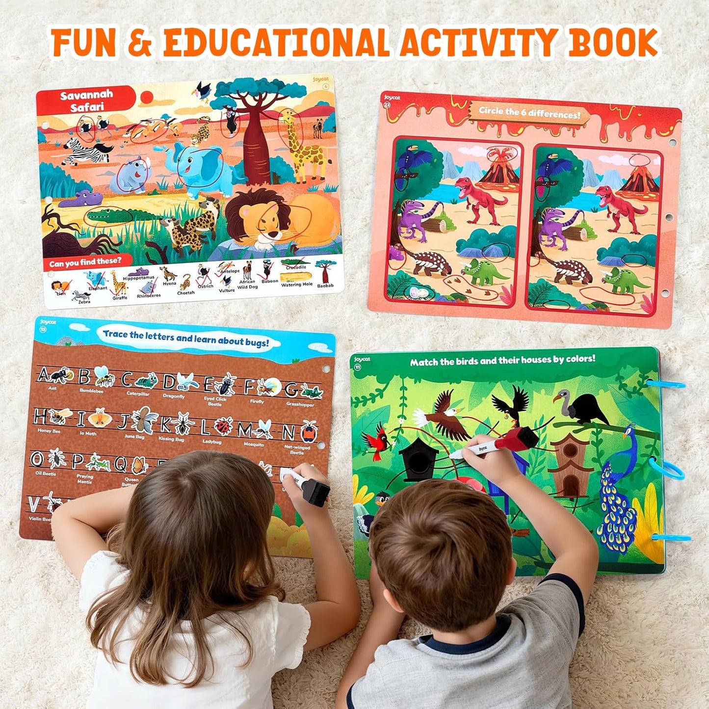 JoyCat Seek & Find Game Books - Preschool Learning Activity for Toddlers & Kids Ages 3-5, Travel Activities Toys for Road Trip Car Airplane, Busy Book, Birthday Gifts for Girls and Boys Ages 4-8