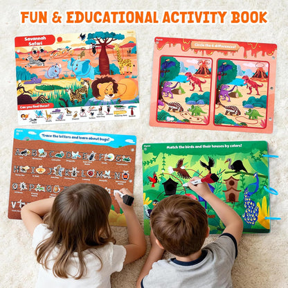 JoyCat Seek & Find Game Books - Preschool Learning Activity for Toddlers & Kids Ages 3-5, Travel Activities Toys for Road Trip Car Airplane, Busy Book, Birthday Gifts for Girls and Boys Ages 4-8