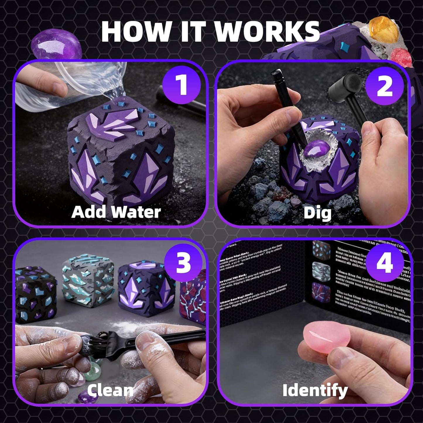 GobiDex Gemstones Dig Kit for Kids, Excavate 16 Real Gemstones, STEM Science Toy, Archaeology & Geology Science Gift for Boys and Girls Age 6+