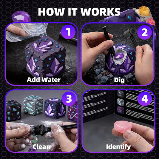 GobiDex Gemstones Dig Kit for Kids, Excavate 16 Real Gemstones, STEM Science Toy, Archaeology & Geology Science Gift for Boys and Girls Age 6+