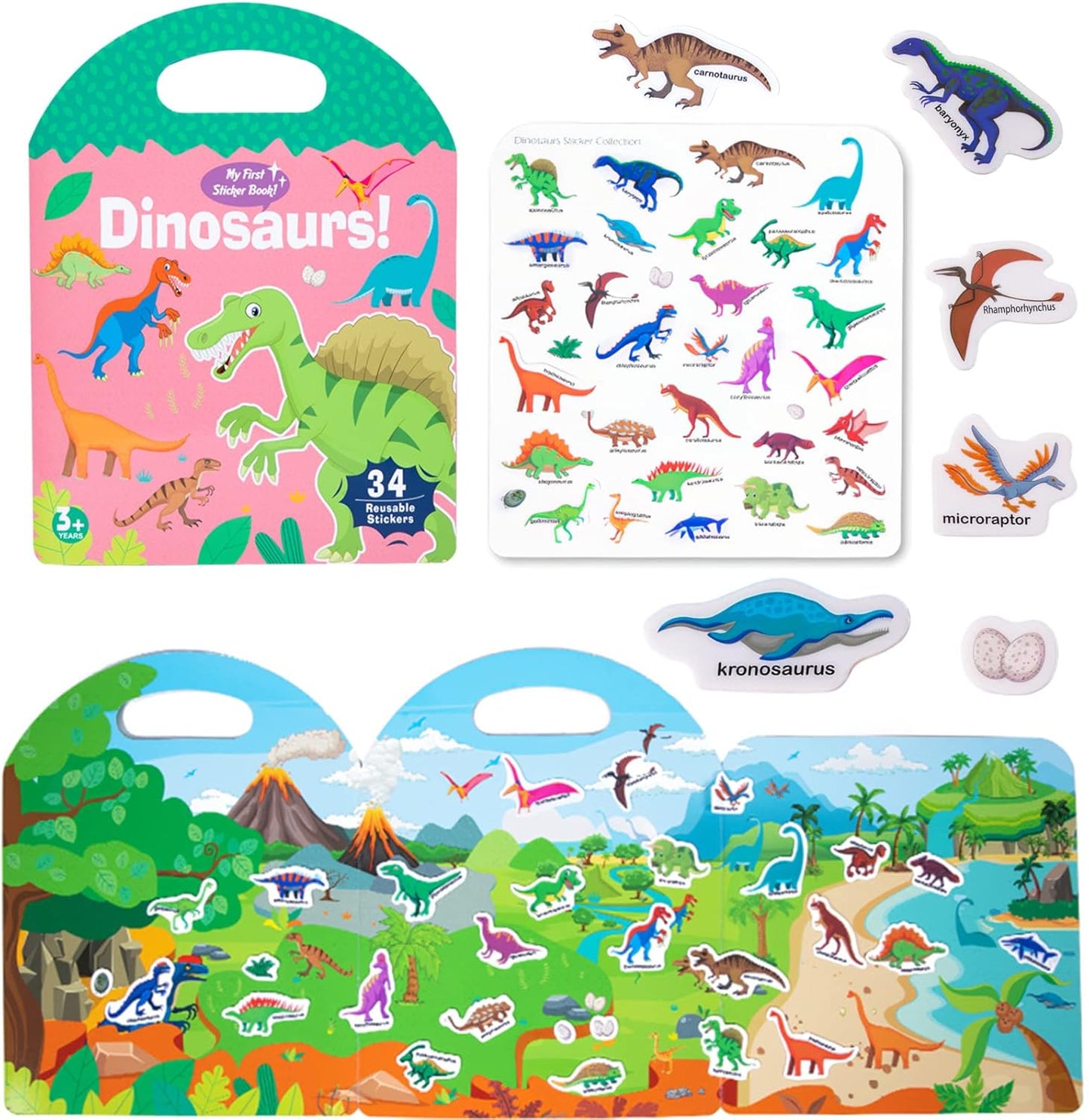 Jelly Reusable Sticker Books for Toddlers 1-3 2-4 Years, Portable Travel Toys Sticker Activity Book for Kids 2 3 4 Year Old Girls Boys (Animals)