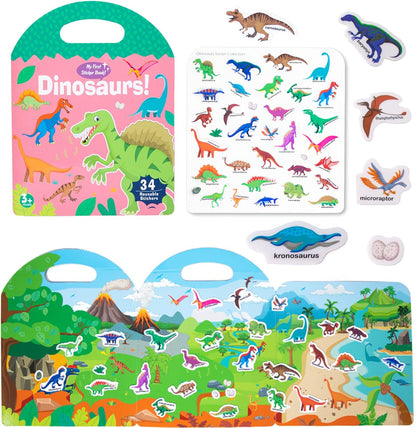 Jelly Reusable Sticker Books for Toddlers 1-3 2-4 Years, Portable Travel Toys Sticker Activity Book for Kids 2 3 4 Year Old Girls Boys (Animals)
