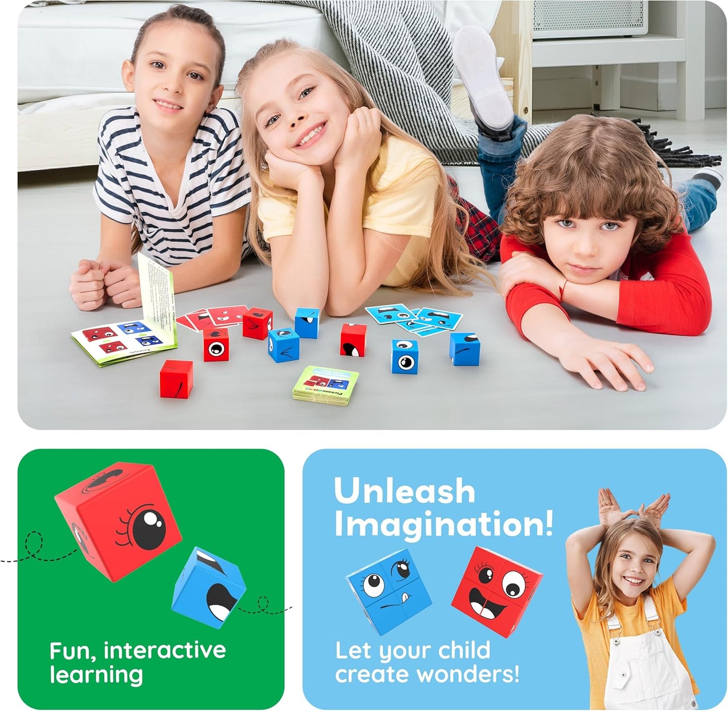 PicassoTiles Magnetic Cube Puzzle 7-in-1 Dinosaur Theme Pattern Magnet Mix Match Building Cubes Toy Set Kids Ages 3 & Up Preschool Children Promote Problem Solving Skills PMC10
