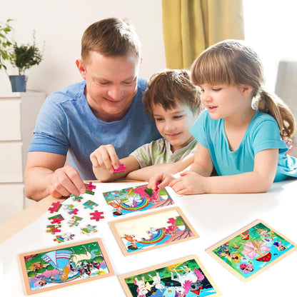 Wooden Puzzles Toys for Kids Ages 3-5, Set of 4 Packs with 20-Piece Farm, Animals Theme Wood Jigsaw Puzzles, Preschool Educational Brain Teaser Toys for Boys and Girls 3-6 Years Old.