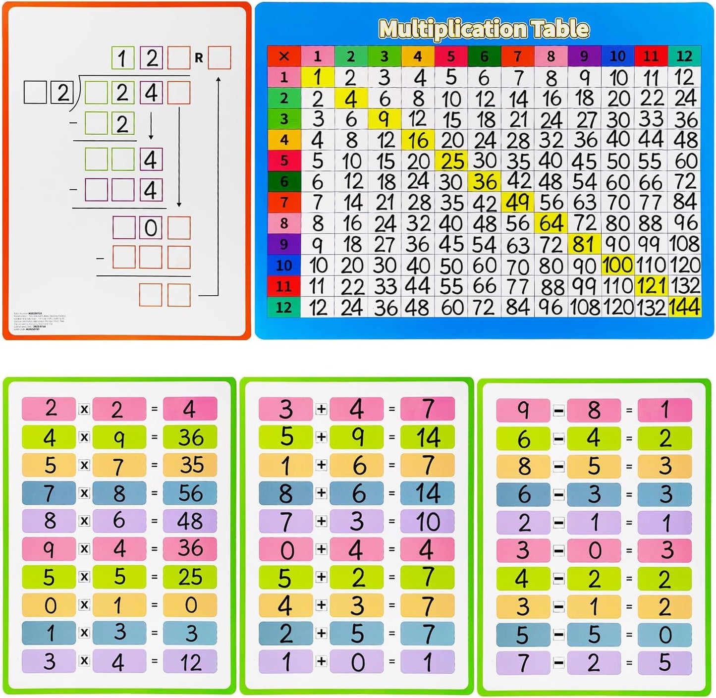 0-12 Multiplication Flash Cards, Large Math Table Flashcards, Multiplication Chart, Educational Times Table Flashcards for Classroom for 1st to 3rd Grades