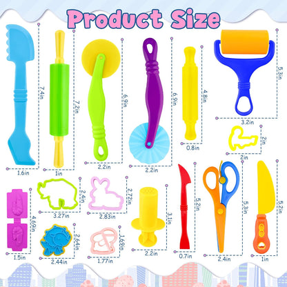 Dough Tools for Kids,9-Piece Kids Clay and Dough Tool Kit– Includes Roller, Rolling Pins, Cutting Tools, Safe Scissors & Plastic Knife for Fun DIY Craft Activities