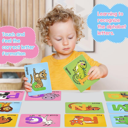 Broytain Sandpaper Letters Cards for Toddlers 3+,Word Games,Speech Therapy Toys for 3 4 5,Sensory Products, Educational Flash Cards,Learn Animals and Others