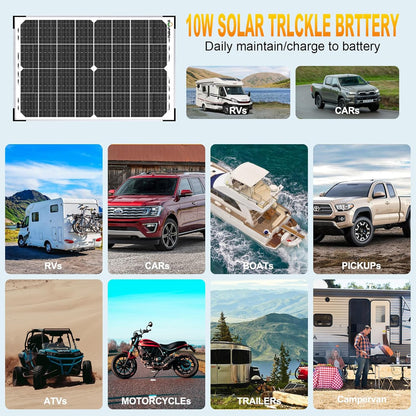 SOLPERK Solar Panel Kit 50W 12V, Waterproof Solar Battery Trickle Charger Maintainer + Waterproof Controller + Adjustable Mount Bracket for Boat Car RV Motorcycle(Without Mounting Bracket)