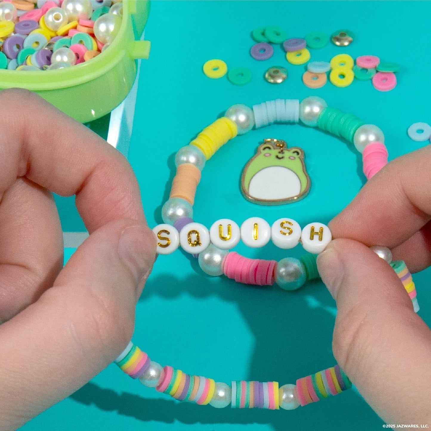 Original Squishmallows Archie The Axolotl Bracelet Kit, Friendship Bracelet Kit, Charm Bracelet Making Kit, Gifts for Girls, Squishmallows for Boys, Craft Kits