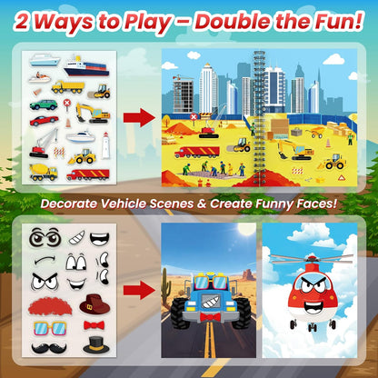 Animals Reusable Sticker Book for Toddlers, DIY Make-a-face Animals Jelly Fun 3D Stickers, Washable Puffy Stickers for Kids Toys, Airplane Road Trip Travel Activities Essentials for Kids 3 4 5 Years