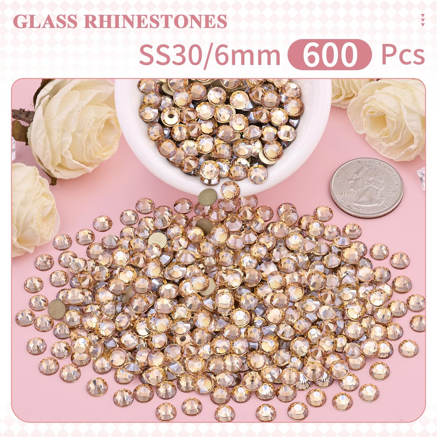 5000PCS SS6/2mm Glass Crystal Rhinestones (Clear), Bedazzling Flatback Rhinestones for Crafting DIY Crafts Nail Art Makeup Decoration, Gems Diamond Charms for Tumbler Shoes Clothing Mug