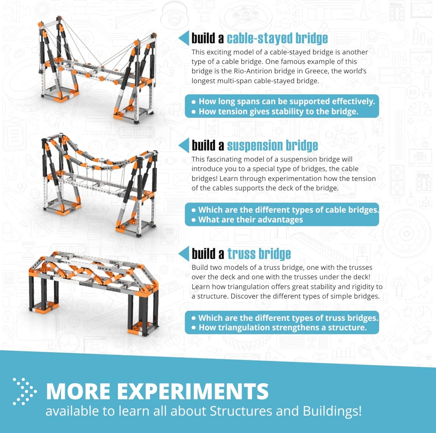 Engino- STEM Toys, Structures, Buildings & Bridges, Building Toys for Kids 9+, STEM Projects, Creative Engineering Kit, Gifts for Boys & Girls (9 Model Options)