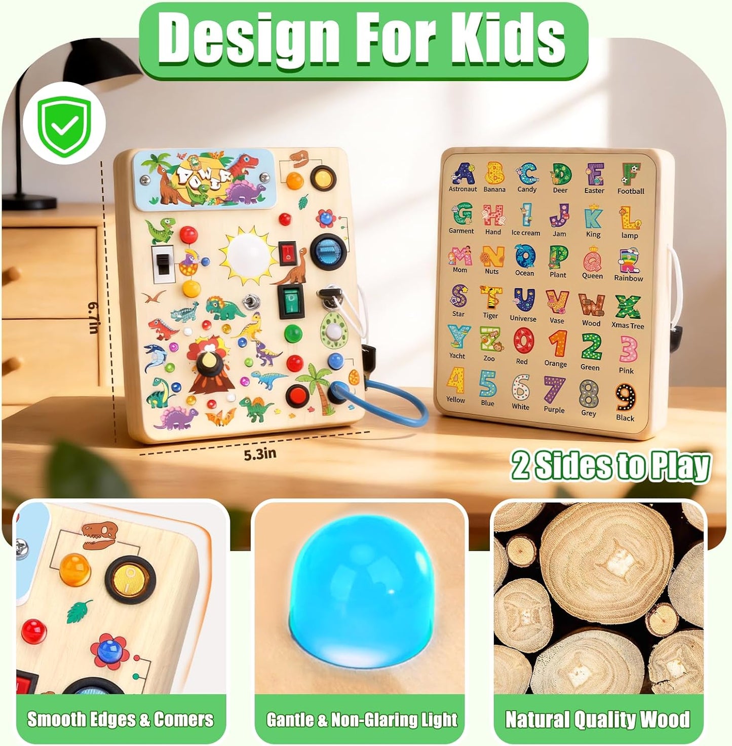 Konijiwa Busy Board - Montessori Toys for 1-3 Years Old Boys & Girls | Sensory Toys for Kids with Autism | Toddlers Learning Activity for Early Development (Busy Board v2)