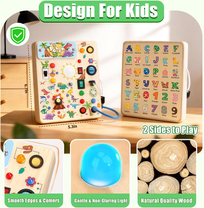 Konijiwa Busy Board - Montessori Toys for 1-3 Years Old Boys & Girls | Sensory Toys for Kids with Autism | Toddlers Learning Activity for Early Development (Busy Board v2)