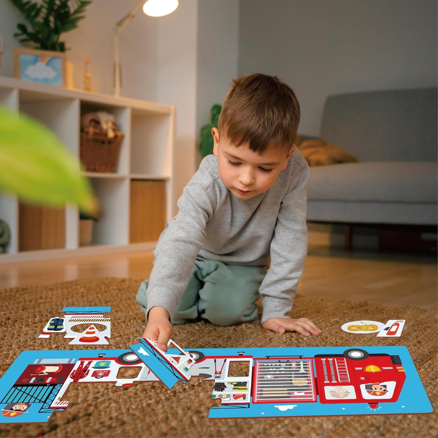 Jumbo Floor Puzzle for Kids,23 Piece Fire Truck Large Jigsaw Puzzles,Puzzle for Toddler Ages 3-5,Fun Educational Preschool Learning Toy Gift for Boys & Girls Ages 4-8