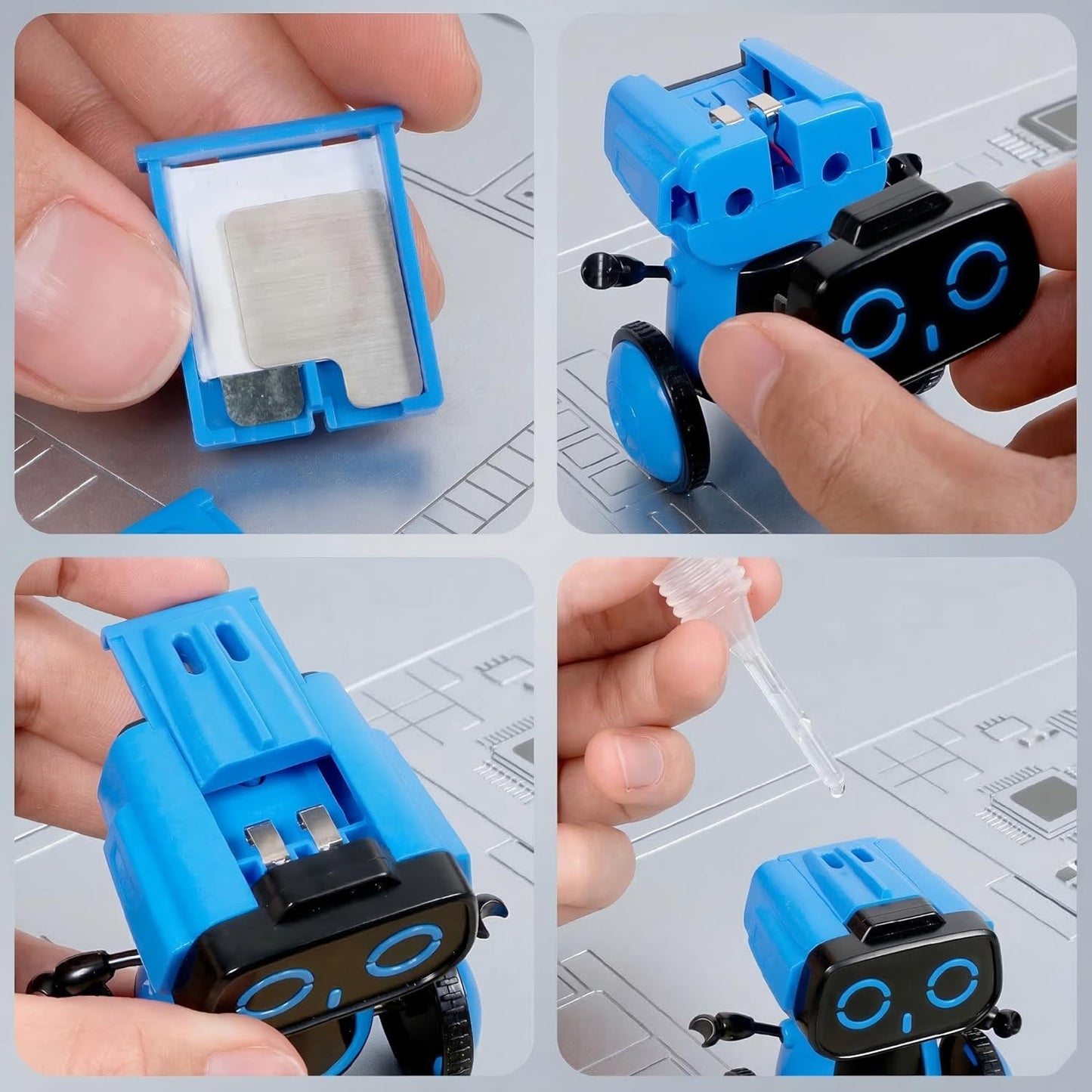 Science Saltwater-Powered Robot Kit, DIY STEM Gift Toys, No Batteries Required, Scientific Experiments, Creative Toy, Environmental Protection, for Festival & Birthday &Boys & Girls (Blue)