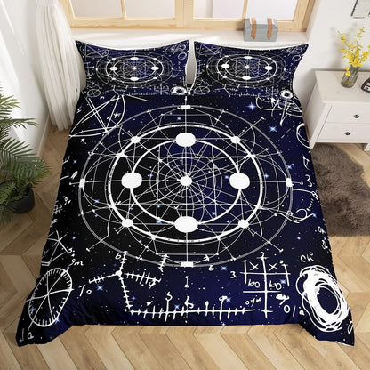 Erosebridal Science Theme Bedding Set Queen Size for Boys Girls Chemistry Periodic Table Print Duvet Cover Chemical Subject Theme Comforter Cover Teens Kids Math Science Atyle Bedspread Cover 3 Pcs