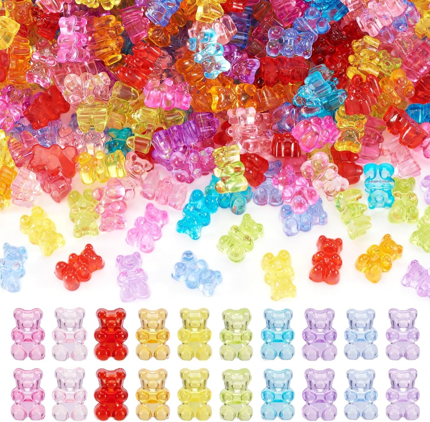 Kissitty 100Pcs Clear Acrylic Bear Beads Cute Bears Loose Beads Bulk Transparent Gummy Bear Spacer Bead Counting Bears for Bracelet Adults Necklace Earring Crafts Bag Key Chain DIY Jewelry Making