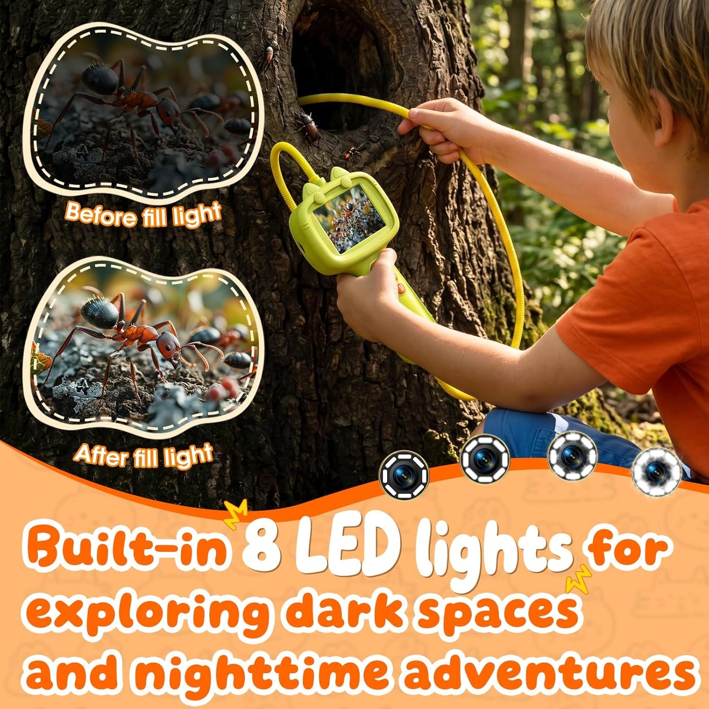 BESTISAN Borescope Scope Snake Camera with Light,Best Birthday Gifts for Boys,Girls Ages 4 5 6 7 8 9 10 11 Years Old,STEM Nature Science Exploration Educational Toy for Outdoor Indoor Adventures
