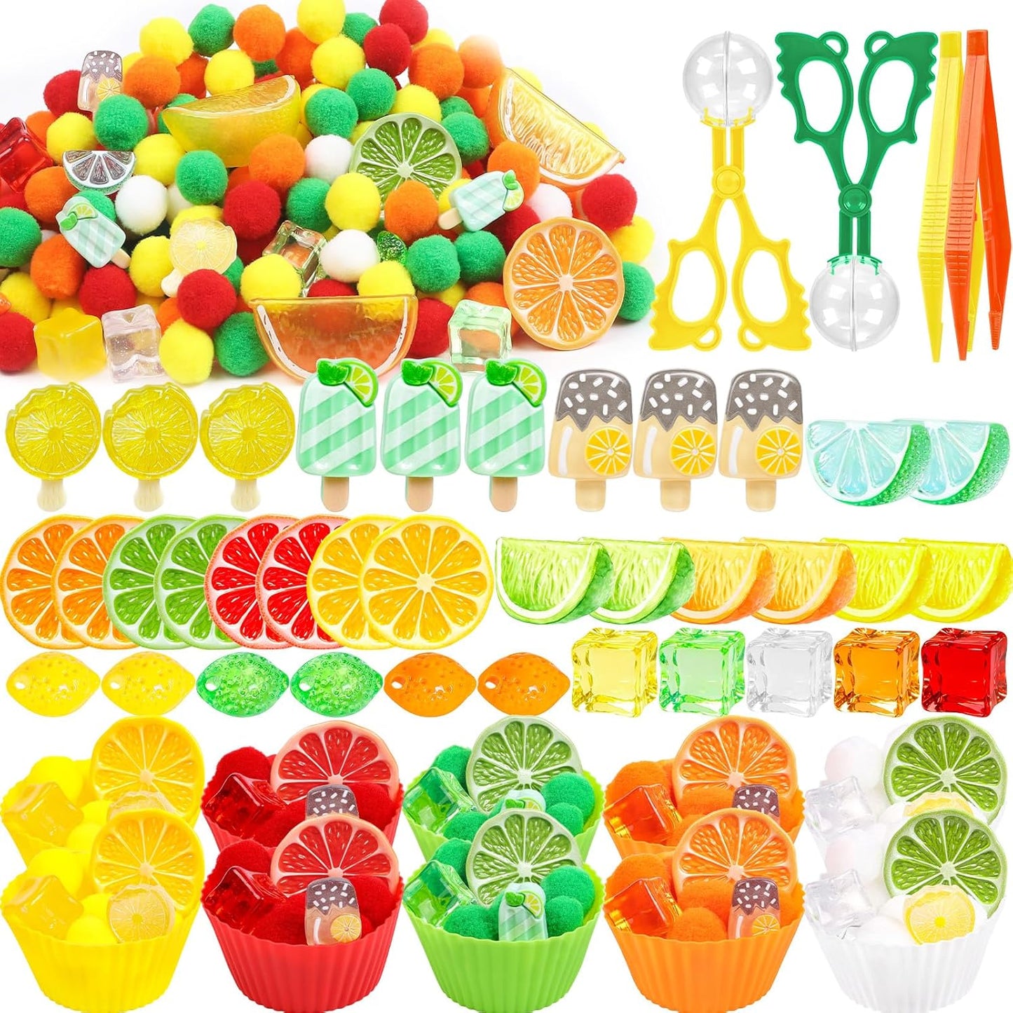 307 Pcs St. Patrick's Day Sensory Bin Filler Shamrock Fine Motor Sensory Bin Items Includes Pom Poms Irish Shamrock St. Patrick's Hat Resin Animals for Counting Sorting Training