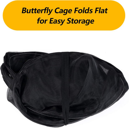 30" Heavy Duty Monarch Butterfly Habitat, Outdoor Collapsible Insect Mesh Cage Terrarium Pop-up with Zipper Protection