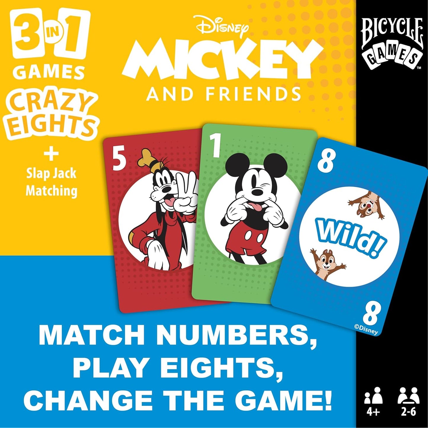 Bicycle Disney and Pixar 3-in-1 Card Games, Old Maid, Go Fish & Memory, Featuring Toy Story, Finding Nemo & Inside Out Characters, Kids Card Games Ages 4+, Family Games for 2-6 Players