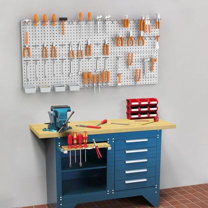 WALMANN Metal Pegboard Kit with Accessories for Wall, Garage Tools Storage Pegboard System for Garage, Workbench, Modular Peg Board Tool Organizer Board with Hooks(Black)