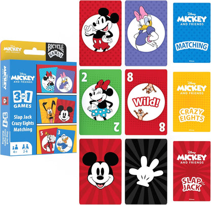 Bicycle Disney and Pixar 3-in-1 Card Games, Old Maid, Go Fish & Memory, Featuring Toy Story, Finding Nemo & Inside Out Characters, Kids Card Games Ages 4+, Family Games for 2-6 Players