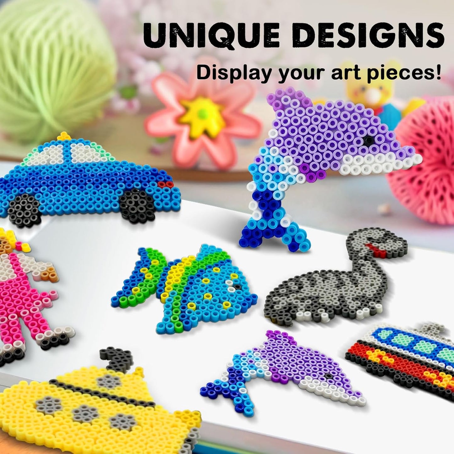 FUNZBO 20 pcs Pegboards for 5mm Fuse Beads Project- Animal Shape Pegboards for Arts and Crafts with Keychains, Hang Ropes and Tweezers, Gifts for Boys and Girls (Beads Not Included)