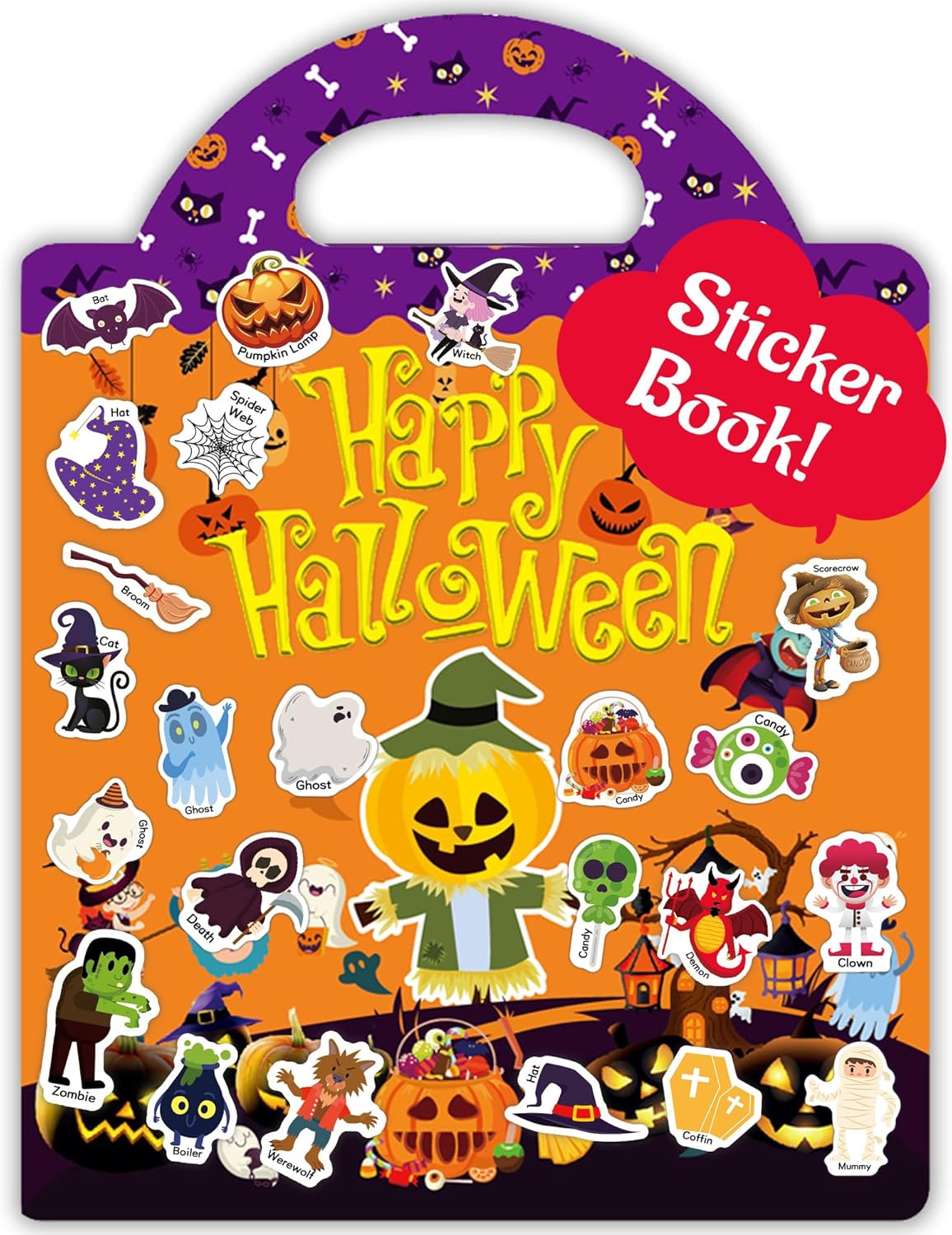 Halloween Sticker Books for Kids, Reusable Sticker Books for Toddlers, Halloween Travel Toys Acticities Crafts Birthday Gifts for Boys Girls Kids