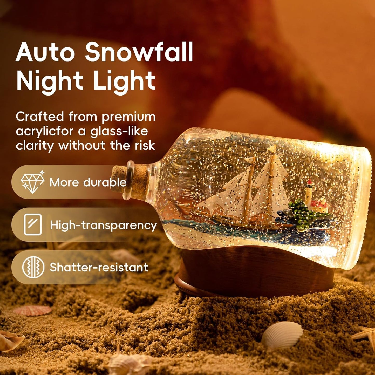 Snow Globe Lantern with Violin Girl – Shatterproof, Glitter Snowglobe 10 Songs Music Box, Led Light, USB or Battery Powered, for Girls Spring Day Gifts Birthday Home Decor Fall Decoration, Silver