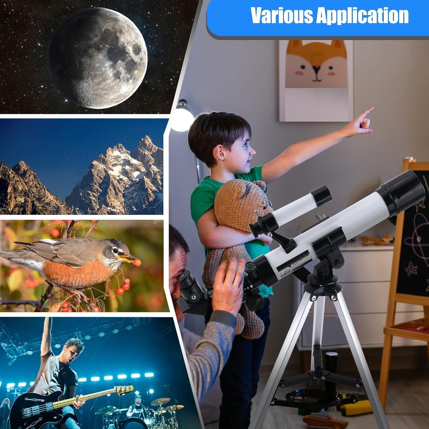 Telescope for Kids & Beginners 40mm Aperture 400mm AZ Mount Astronomical Refracting Telescope with Finder Scope Compass and Tripod